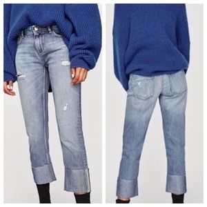 *HOST PICK* Zara denim pearl cuff cigarette jeans